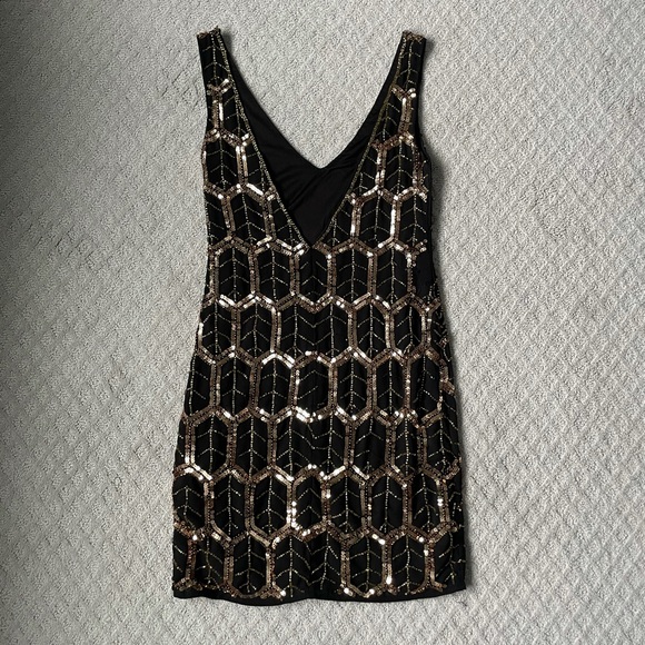 Sequin Black Mini Dress - Picture 1 of 4